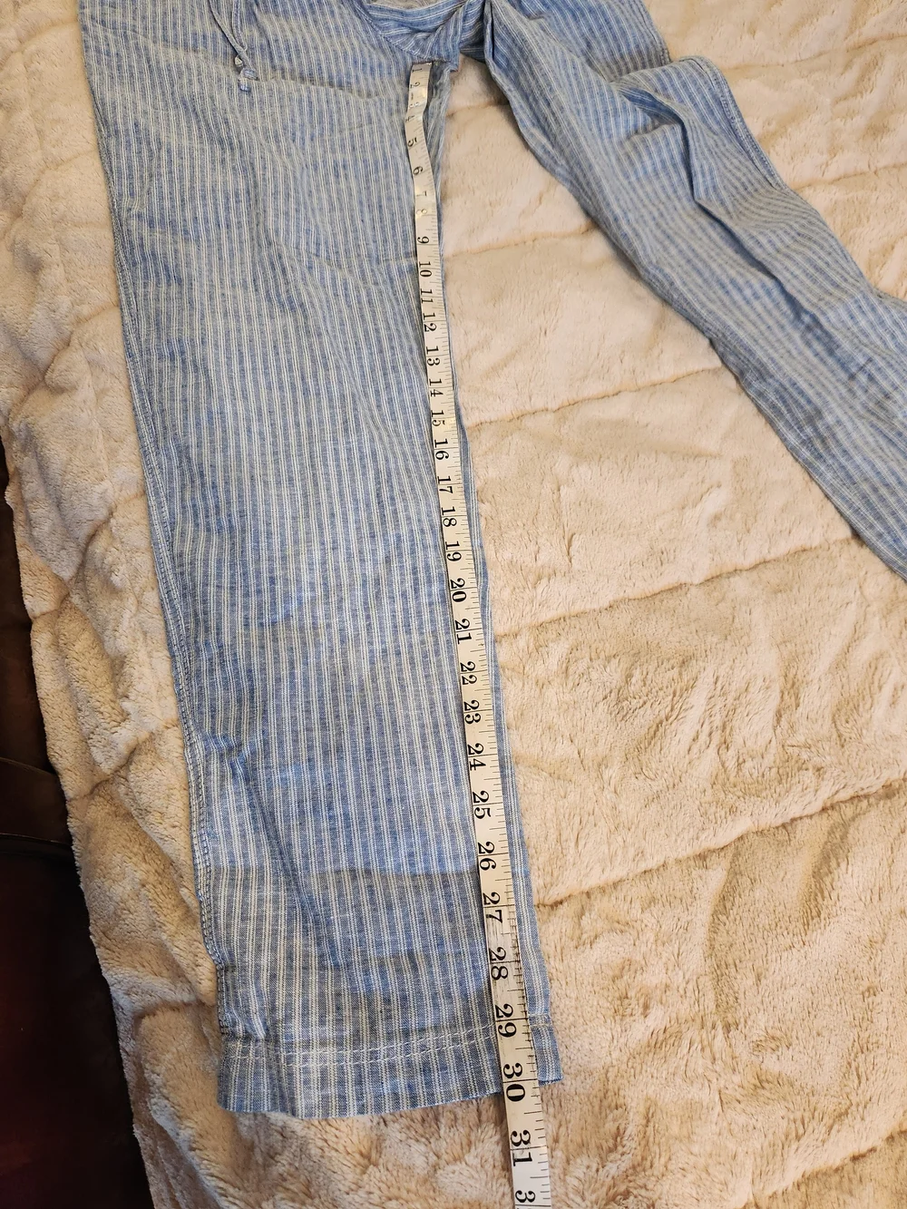 NWT ZARA Pants, Linen Blend Blue & White Striped, Lightweight Summer Sz XS